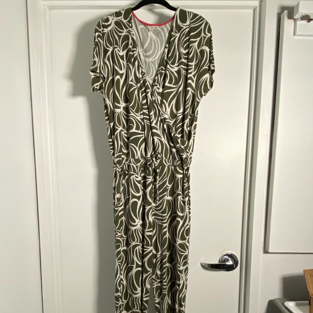 Boden Olive/White Knit Jumpsuit - US 10 Long